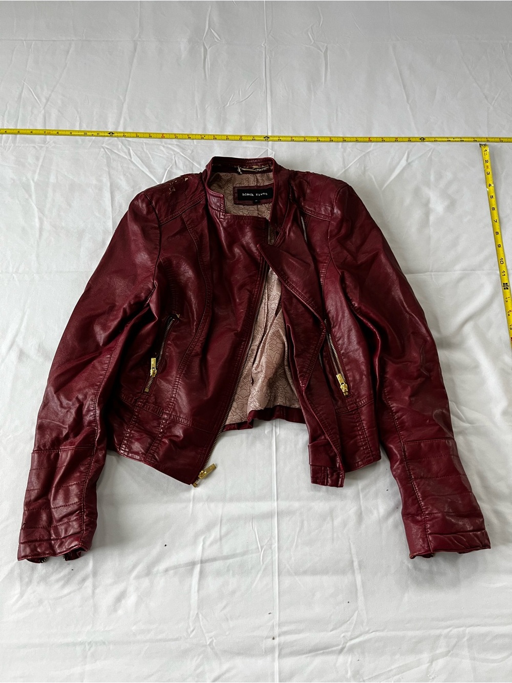Black Rivet Burgundy Faux Leather Moto Jacket